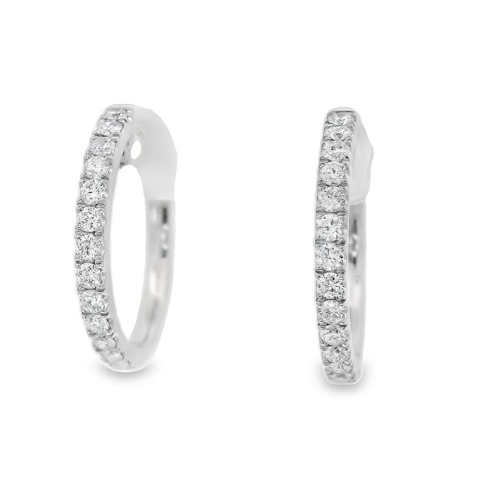 Shiny Shared Prong Diamond Hoop Earrings