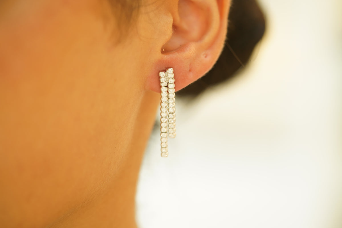 Elegant Double Tennis Diamond Earrings - additional view