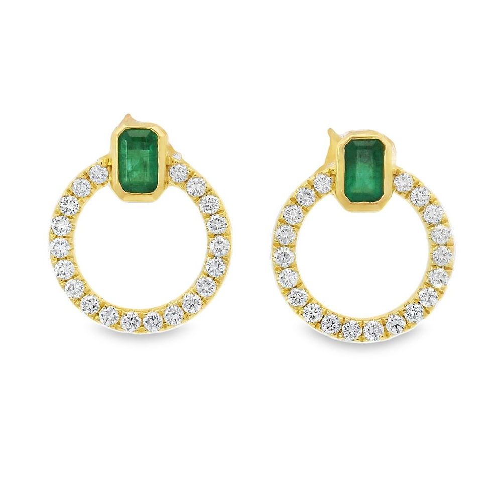 Lovely Delicate Round Diamond & Emerald Earrings