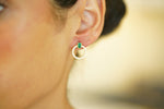Lovely Delicate Round Diamond & Emerald Earrings - additional view