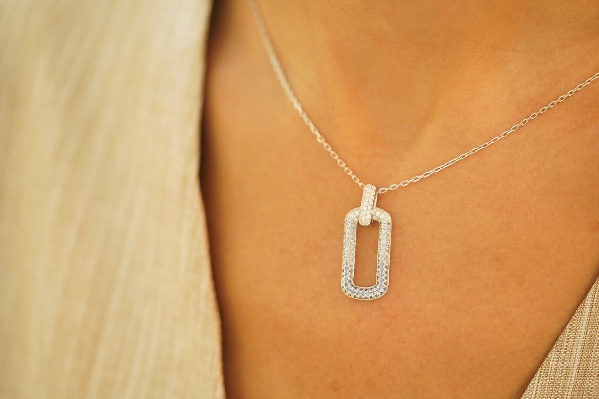 Breathtaking Fading Sapphire Diamond Pendant - additional view