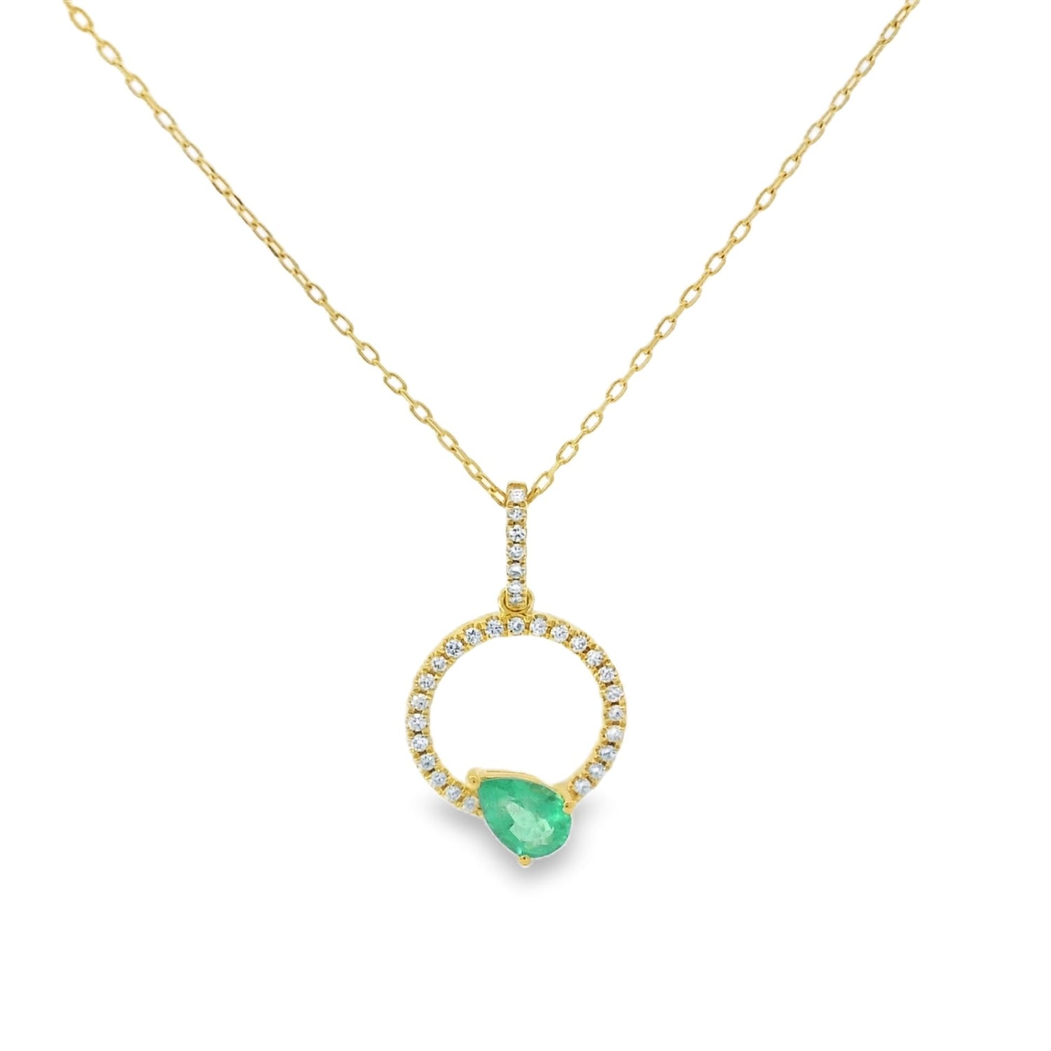 Stunning Void Pear Emerald Diamond Pendant
