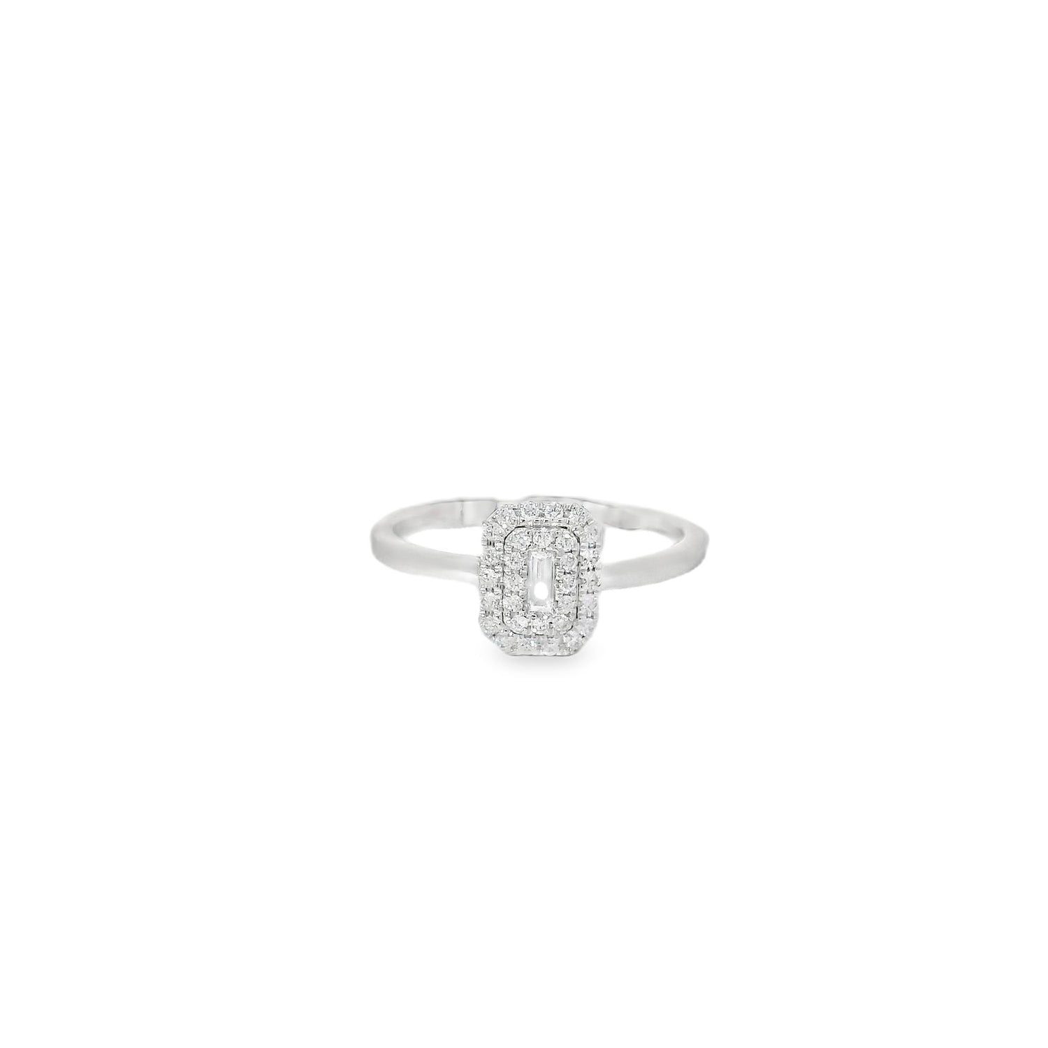 Elegant Single Baguette Diamond White Ring