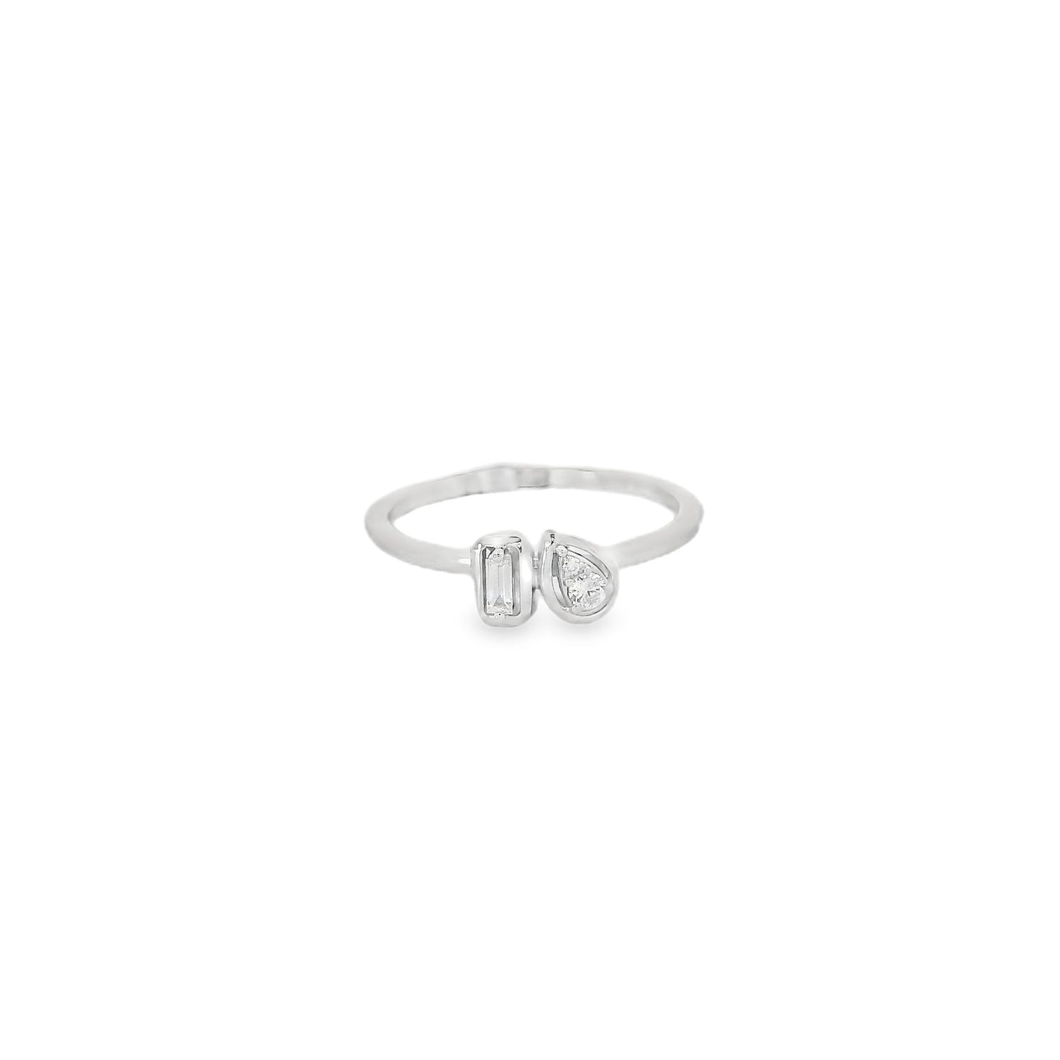 Beautiful Bezel Baguette & Pear Diamond Ring