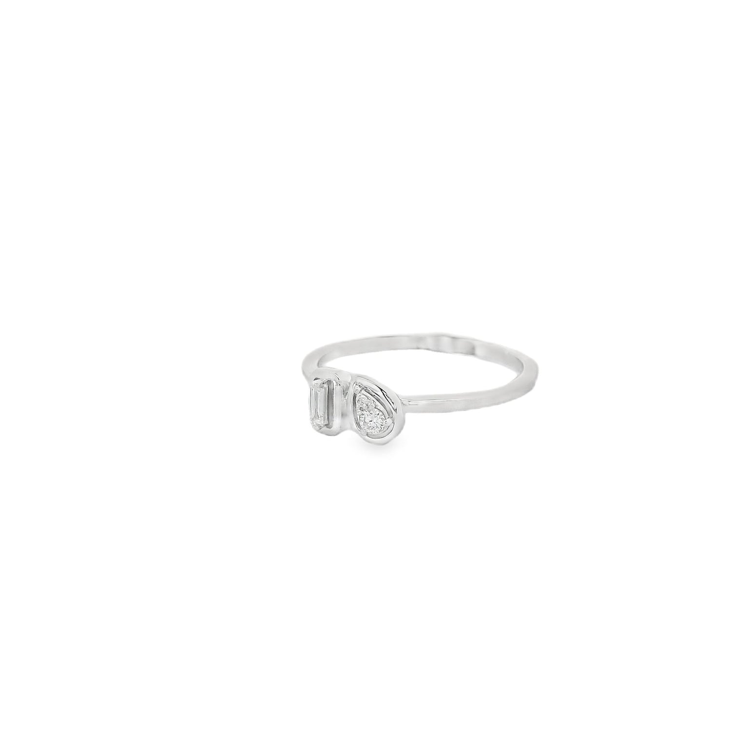 Beautiful Bezel Baguette & Pear Diamond Ring