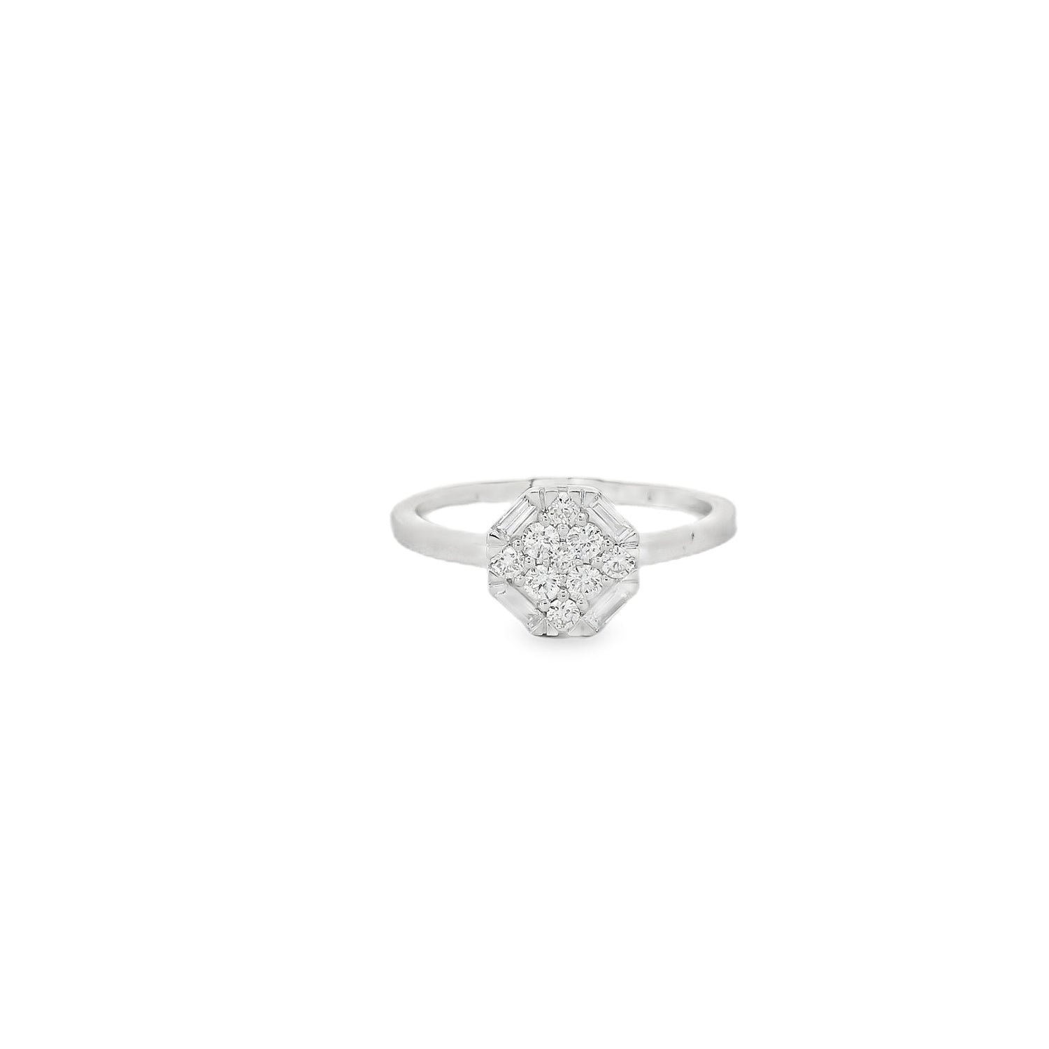 Marvelous Octagonal Diamond White Gold Ring
