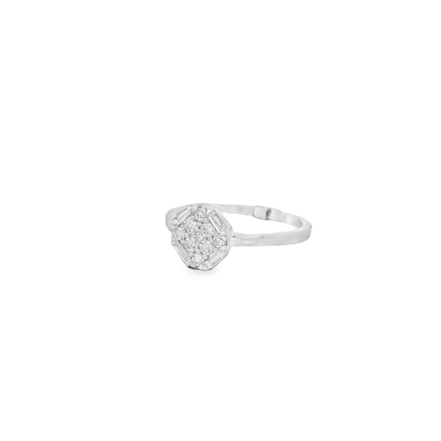 Marvelous Octagonal Diamond White Gold Ring