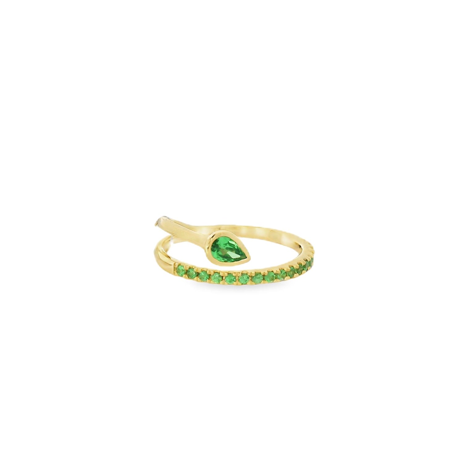 Dazzling Emerald Snake Yellow Gold Ring