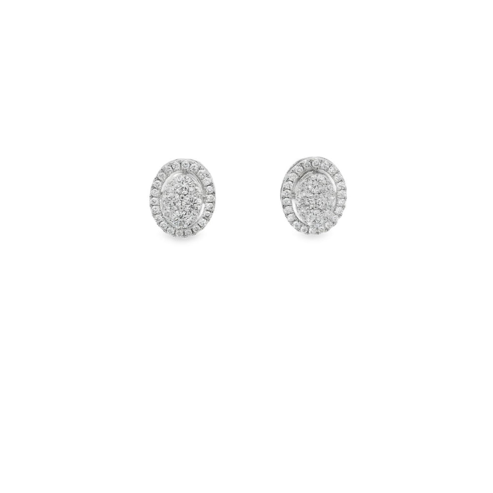 Shiny Oval Cluster Diamond Setting Earrings