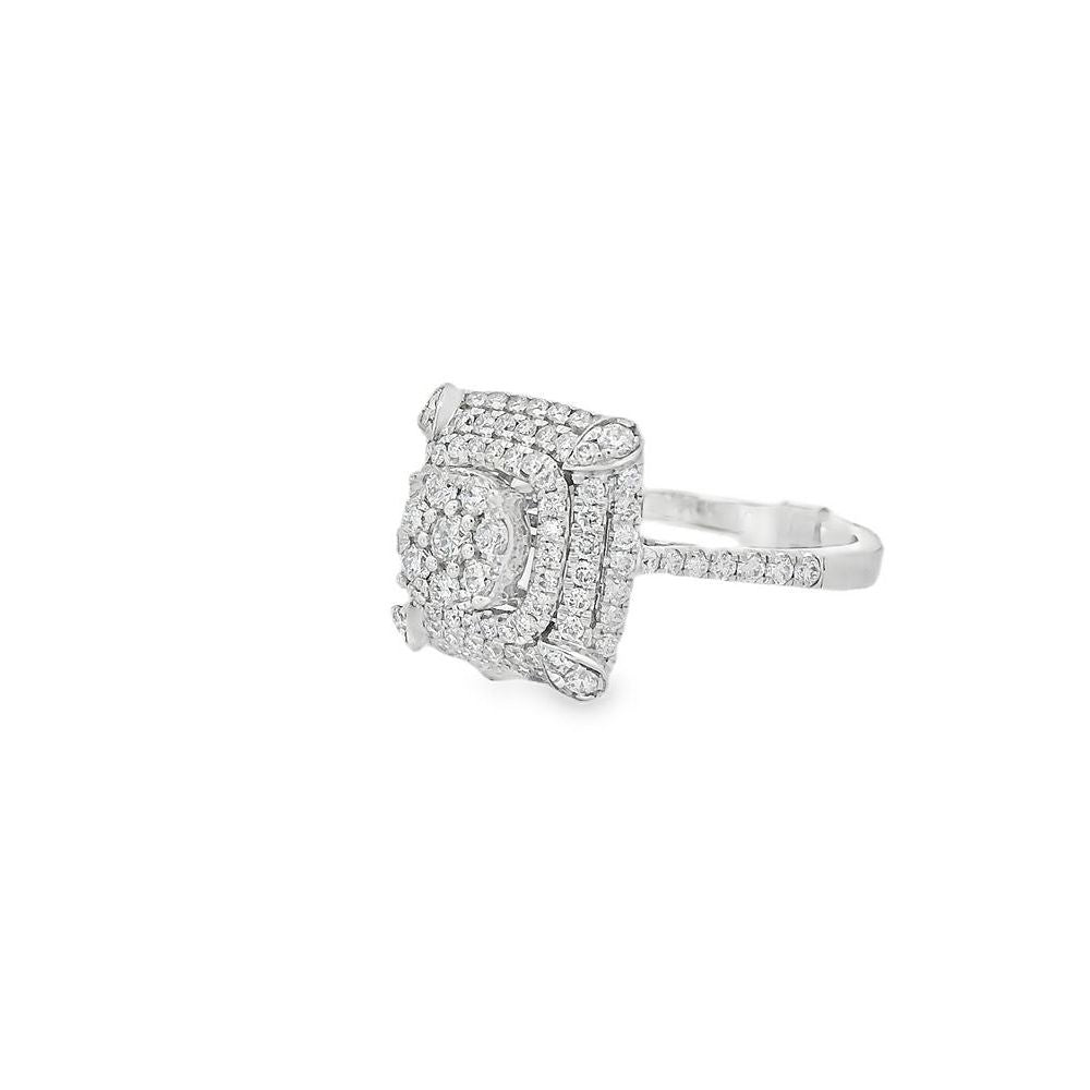 Exotic Square Full of Diamond-Encrusted Ring
