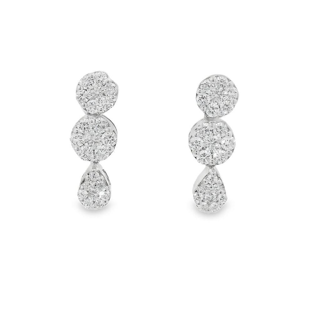 Round Dangling Diamond Earrings