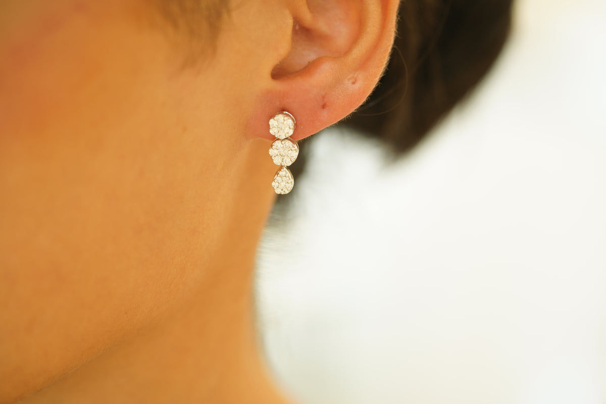 Round Dangling Diamond Earrings - additional view