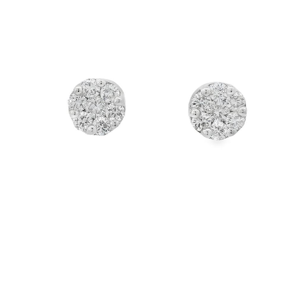 Round Brilliant Cluster Diamond Earrings