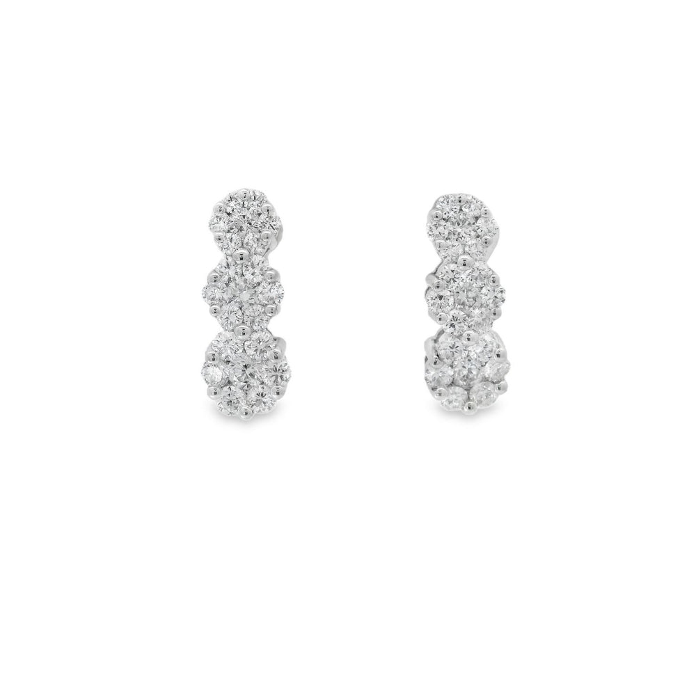 Elegant Triple Cluster Diamond Earrings