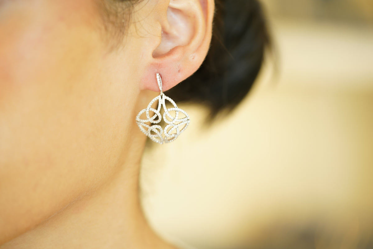 Marvelous Dangle Nest Diamond Earrings - additional view