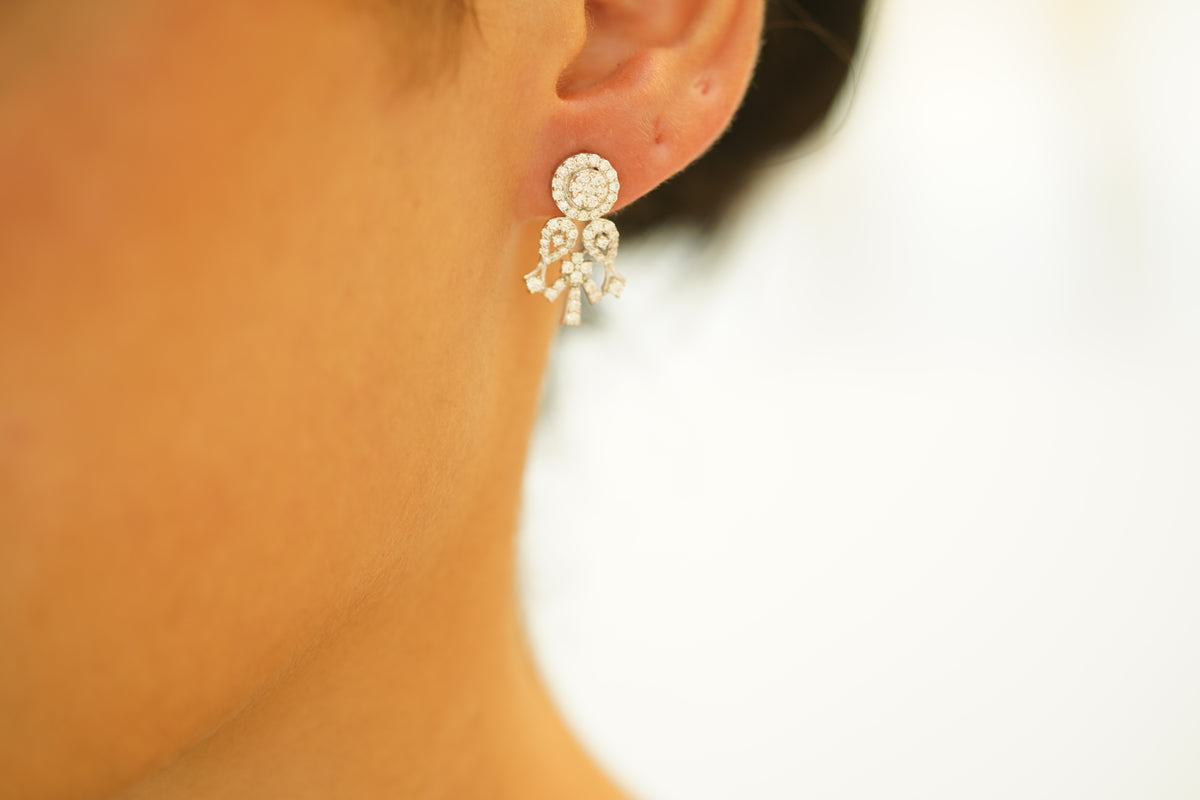 Dazzling Leafy End Diamond Earrings - additional view