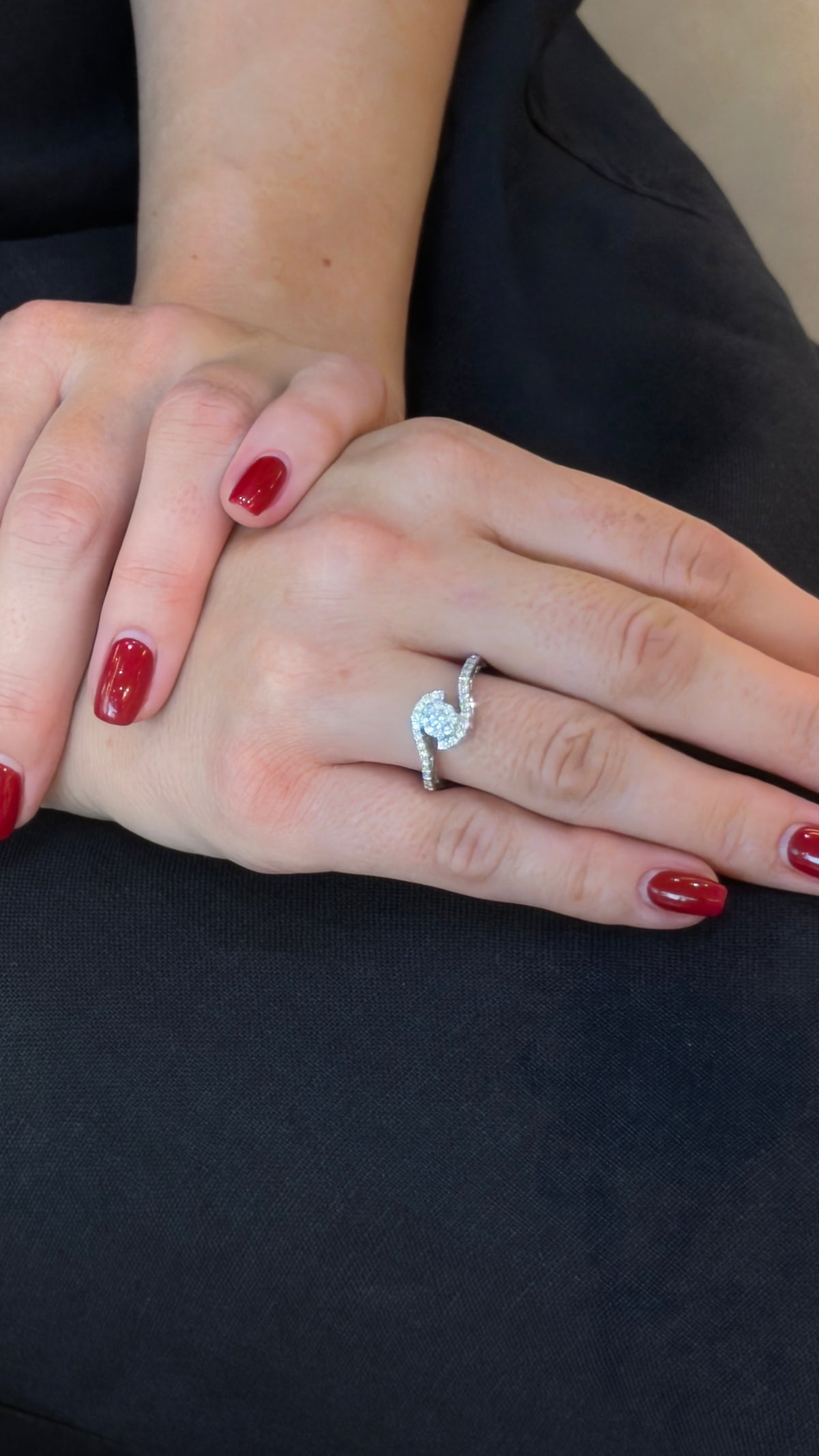 Charming Wavy Diamond Tension Ring - additional view