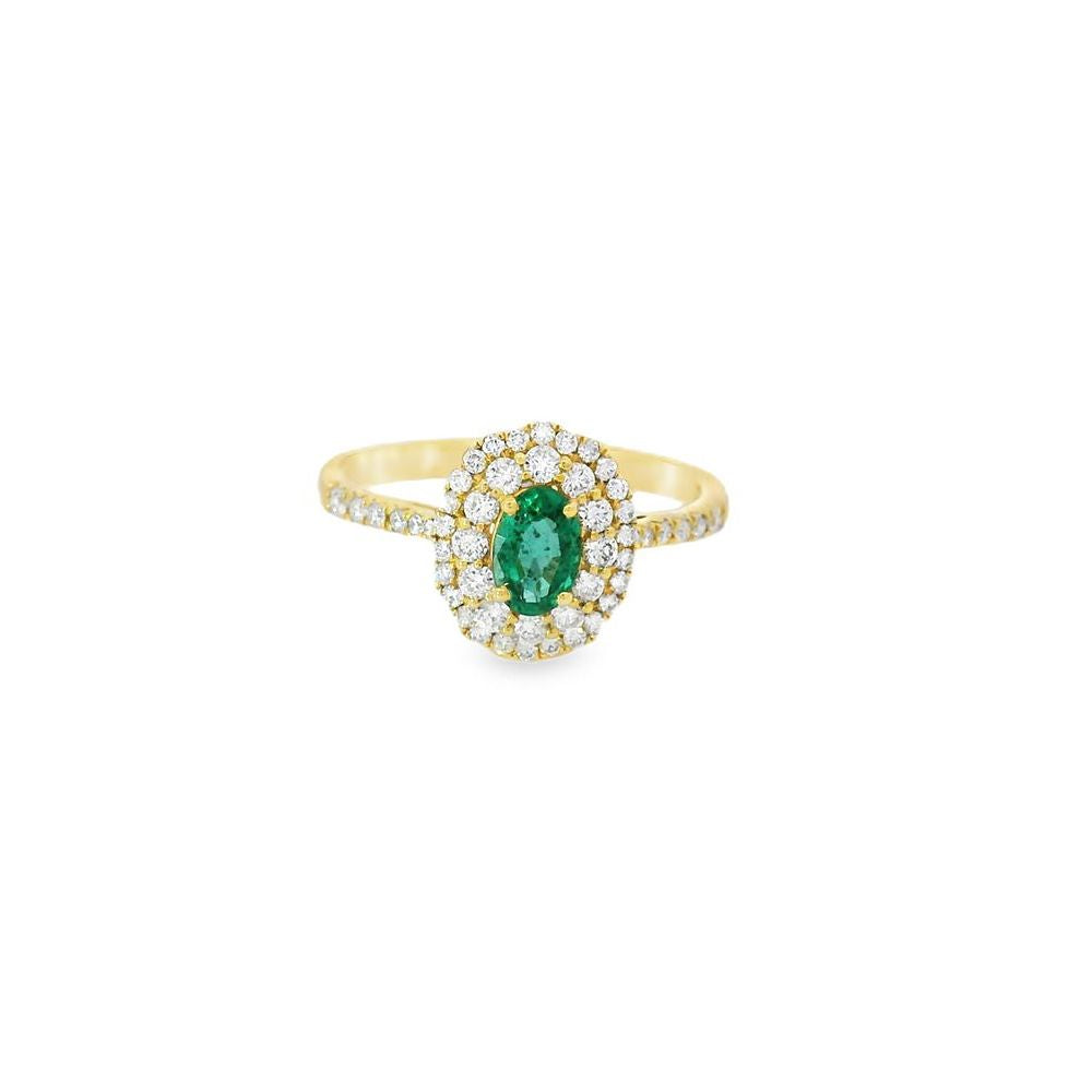 Beautiful Emerald & Diamond Yellow Gold Ring