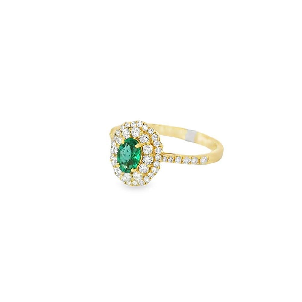 Beautiful Emerald & Diamond Yellow Gold Ring
