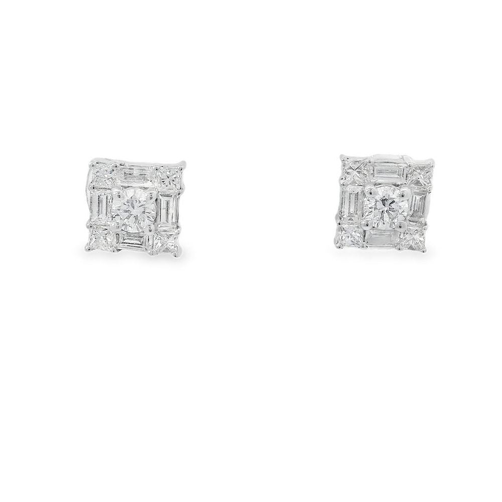 Lovely Baguette Square Diamond Earrings