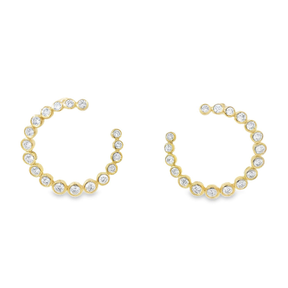 Amazing Rounded Yellow Gold Diamond Earrings