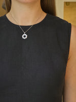Charming Sapphire Scalloped Flower Diamond Pendant - additional view