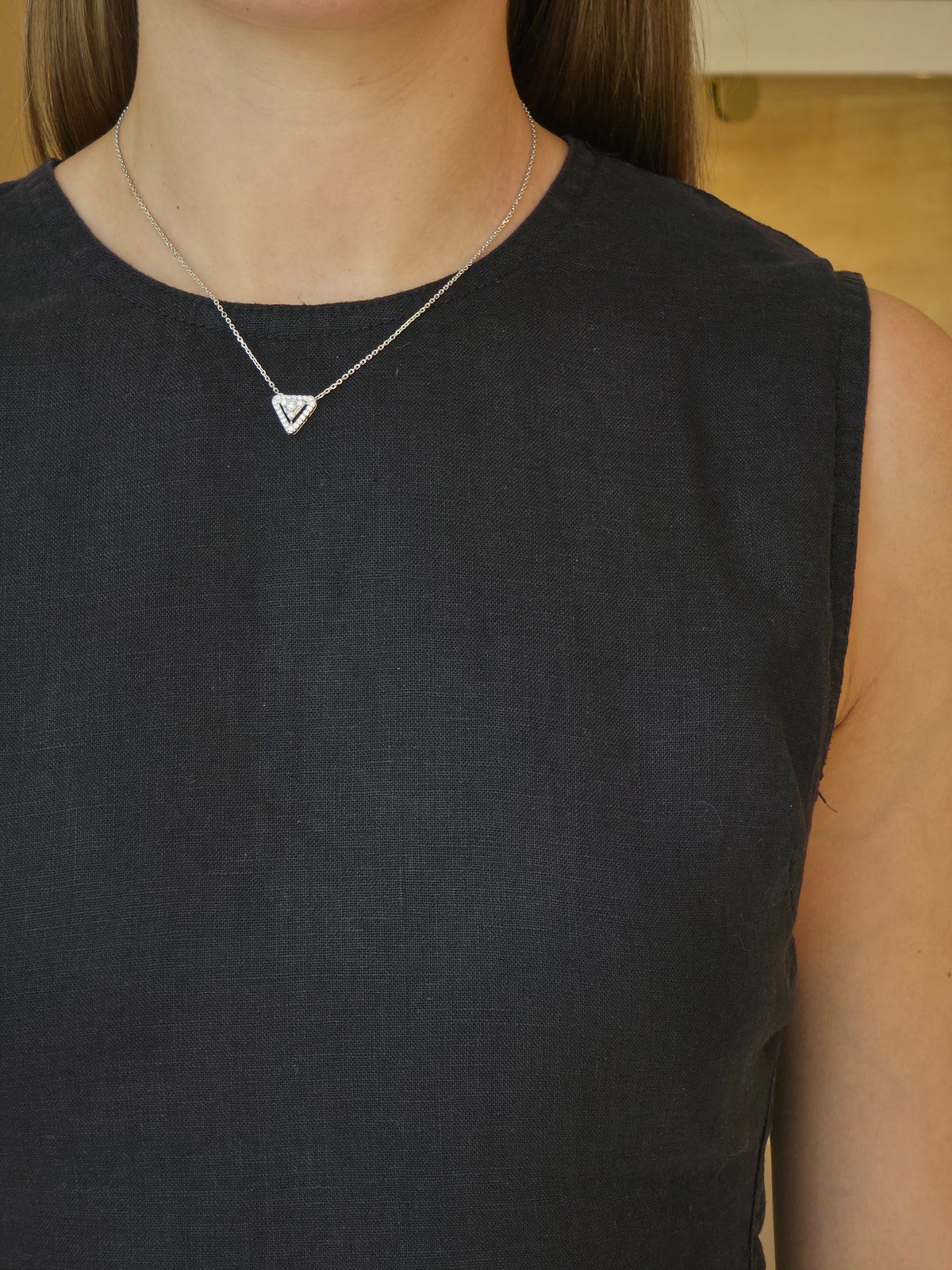Elegant Halo Triangle Diamond Pendant - additional view