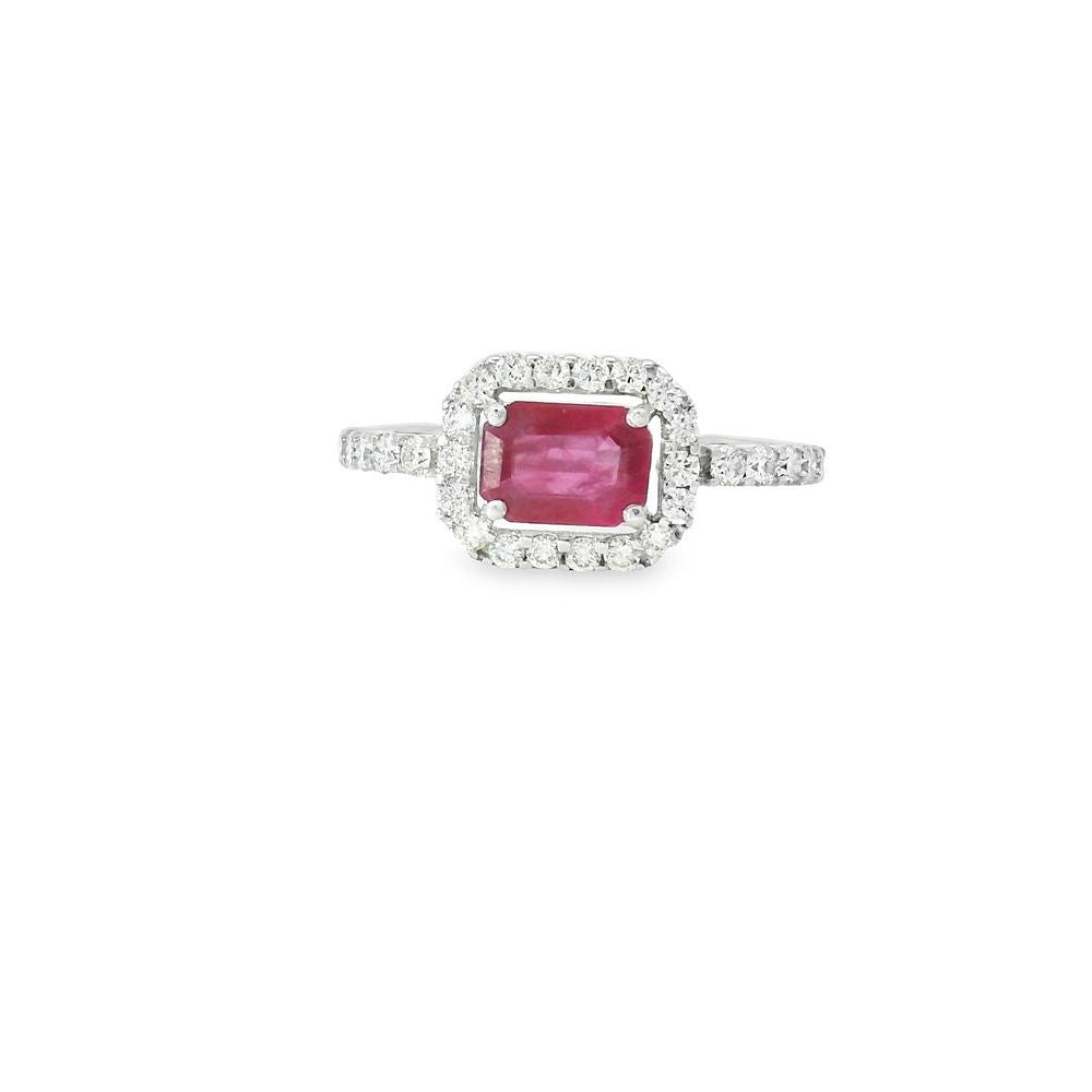 One Line Baguette Ruby & Diamond Ring