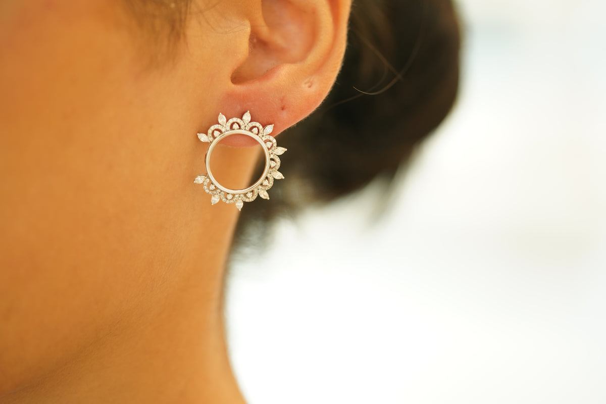 Elegant Void Frame Diamond Earrings - additional view