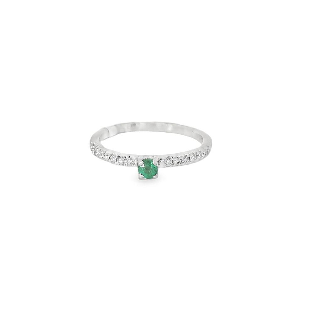 Delicate Emerald One Line Diamond Ring