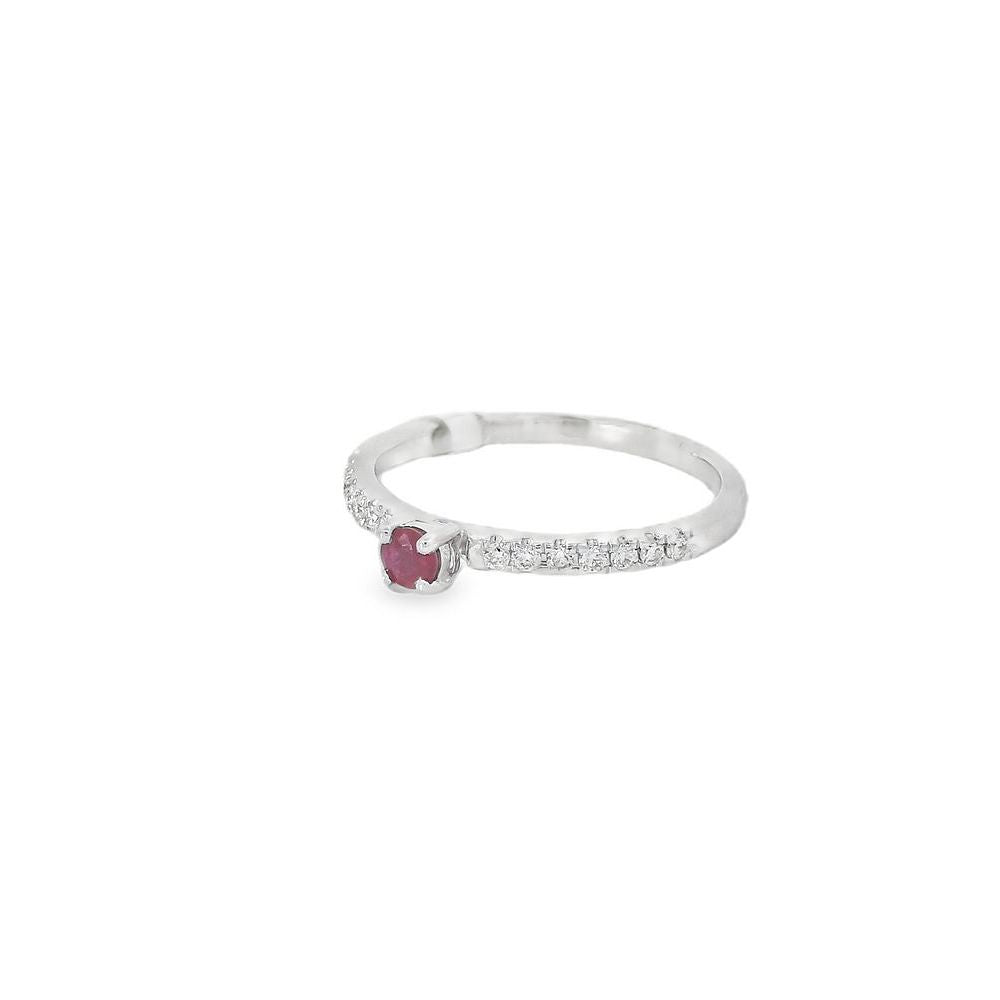 Delicate Ruby One Line Diamond Ring