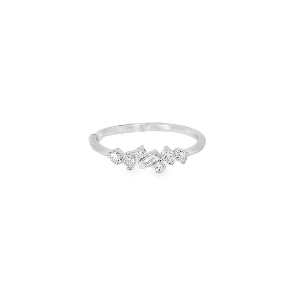 Delicate Nested Round & Baguette Diamond Ring