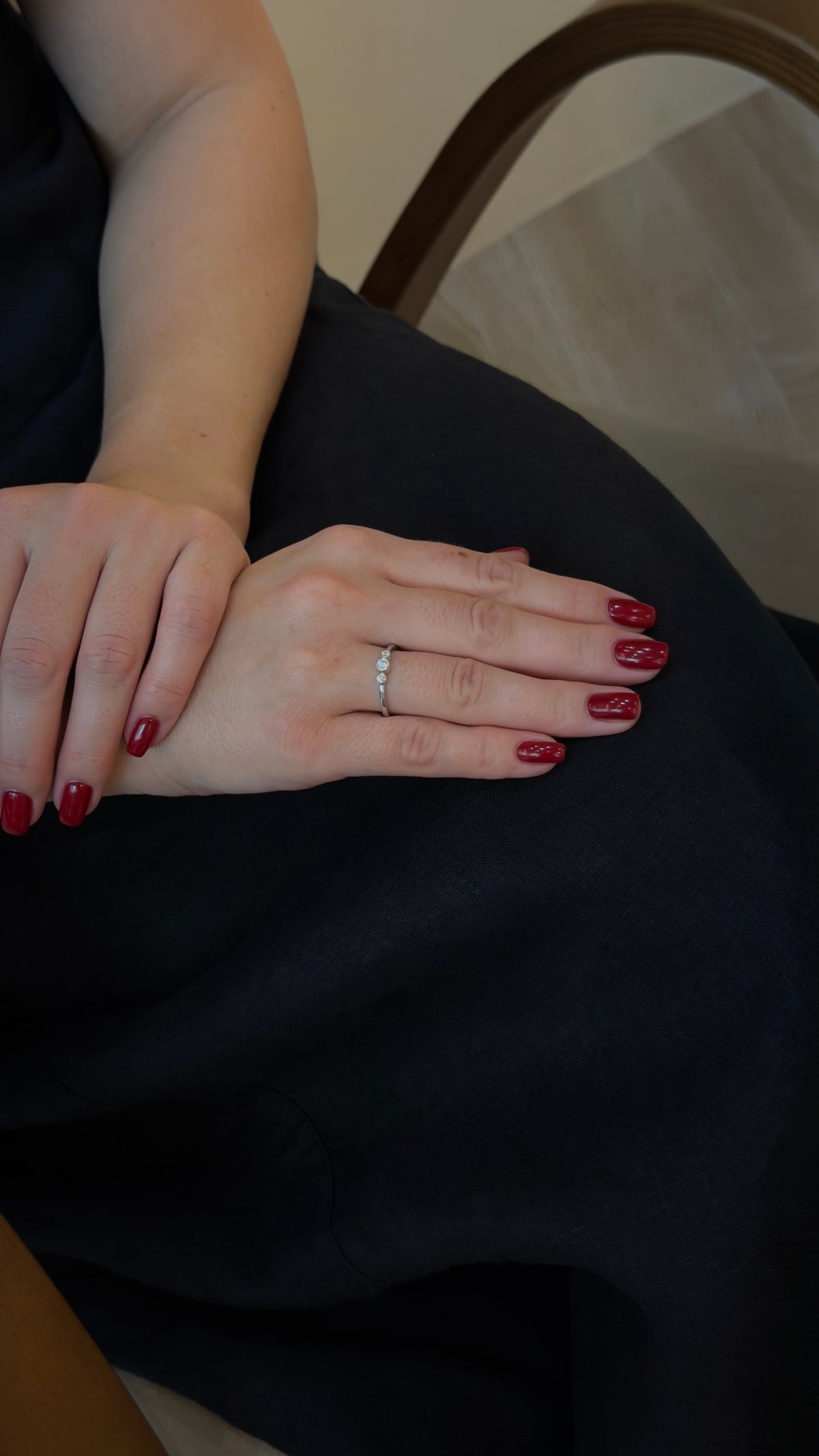 Delicate Bezel Trilogy Diamond Ring - additional view