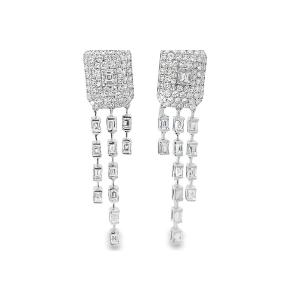 Exotic Square Fallen Baguettes Full Diamond Earrings