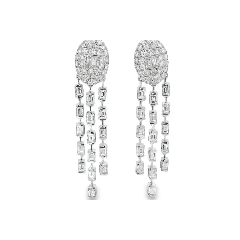 Exotic Oval Fallen Baguettes Full Diamond Earrings