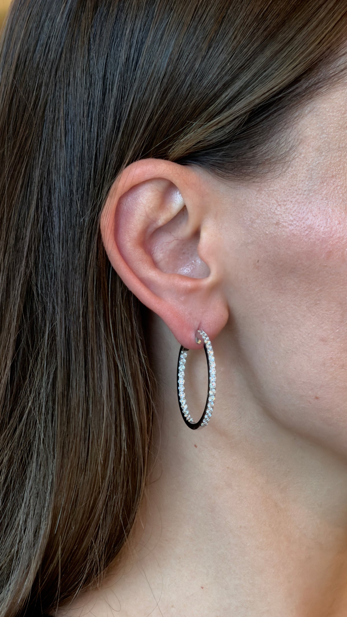 Lovely Inside Out Diamond Hoop Earrings - additional view