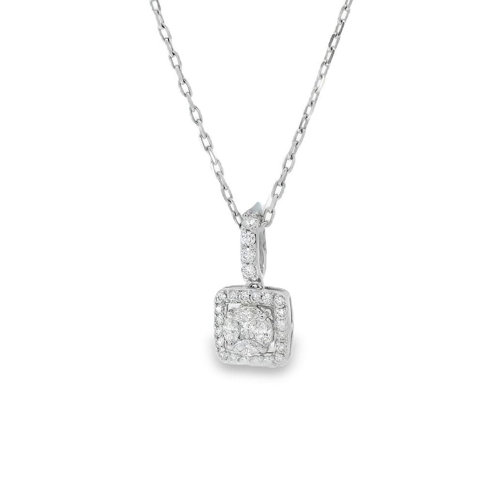 Elegant Cluster Square Diamond Pendant