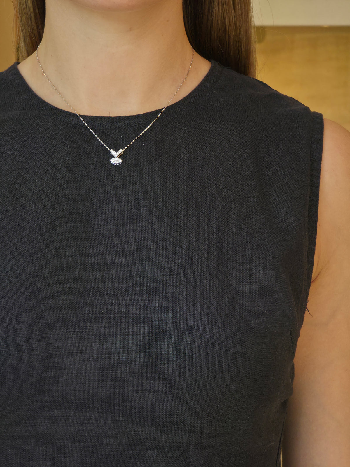Delicate Diamond Chevron Cluster Necklace - additional view