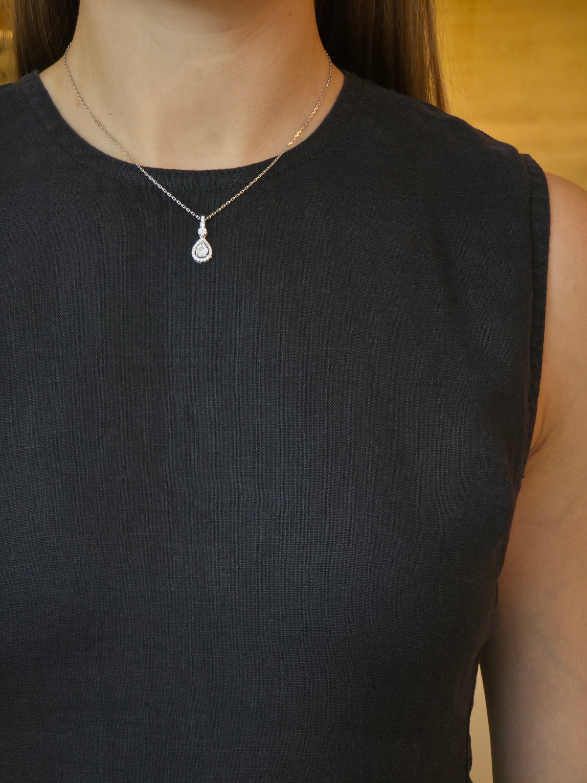 Stunning Round & Pear Diamond Pendant - additional view