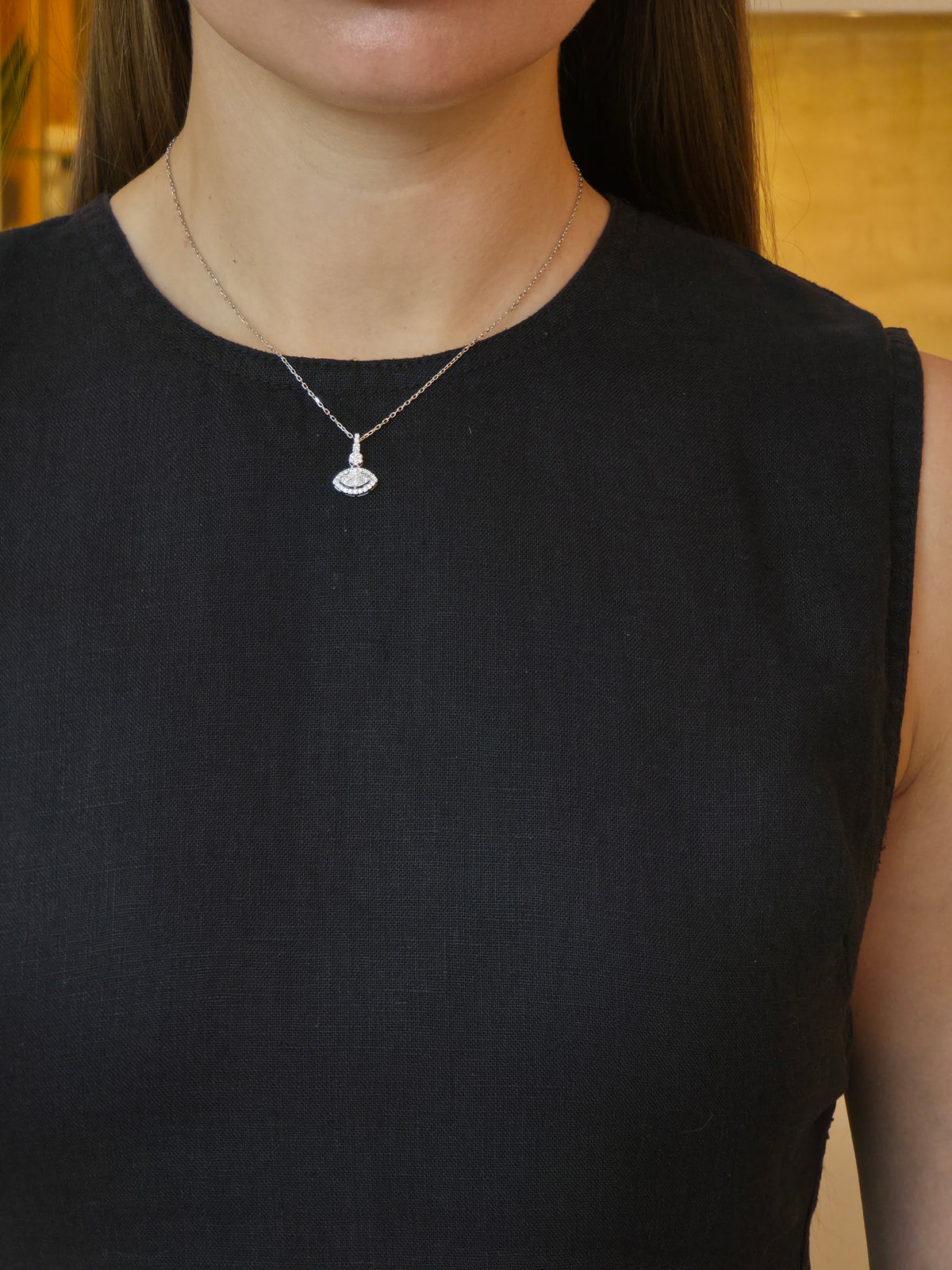 Shiny Hanging Eye Diamond Pendant - additional view