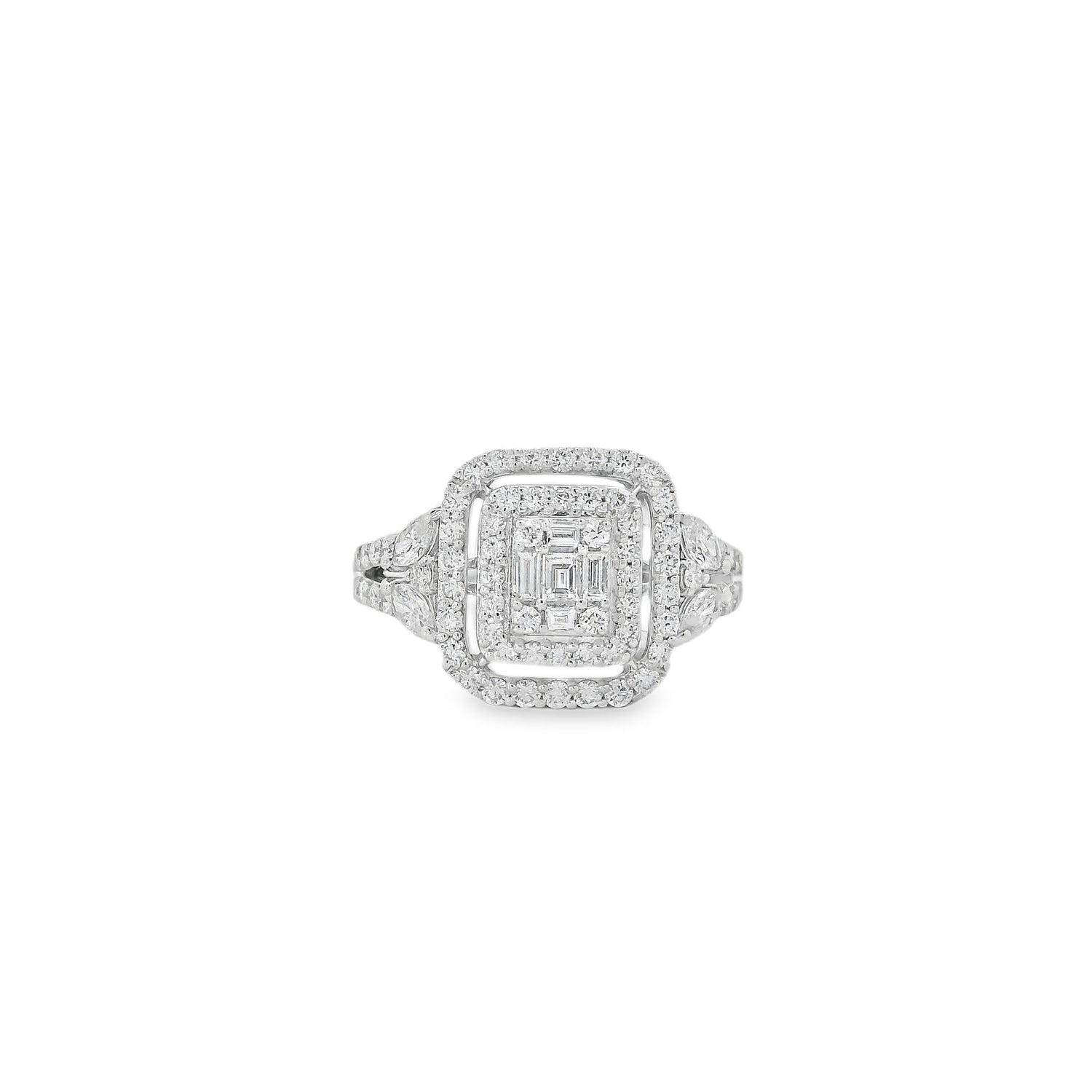 Magnificent Square Full Diamond White Ring