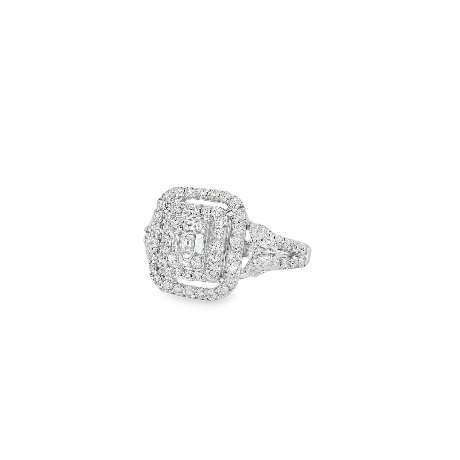 Magnificent Square Full Diamond White Ring