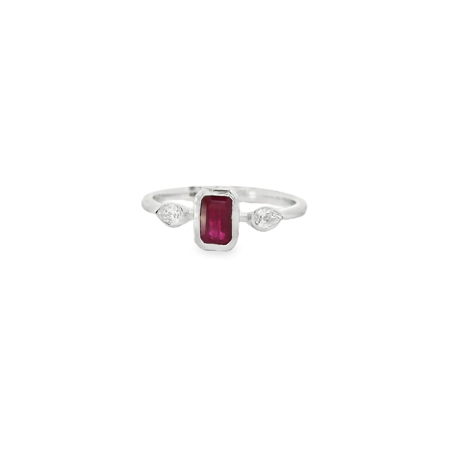 Lovely Delicate Bezel Ruby Diamond Ring