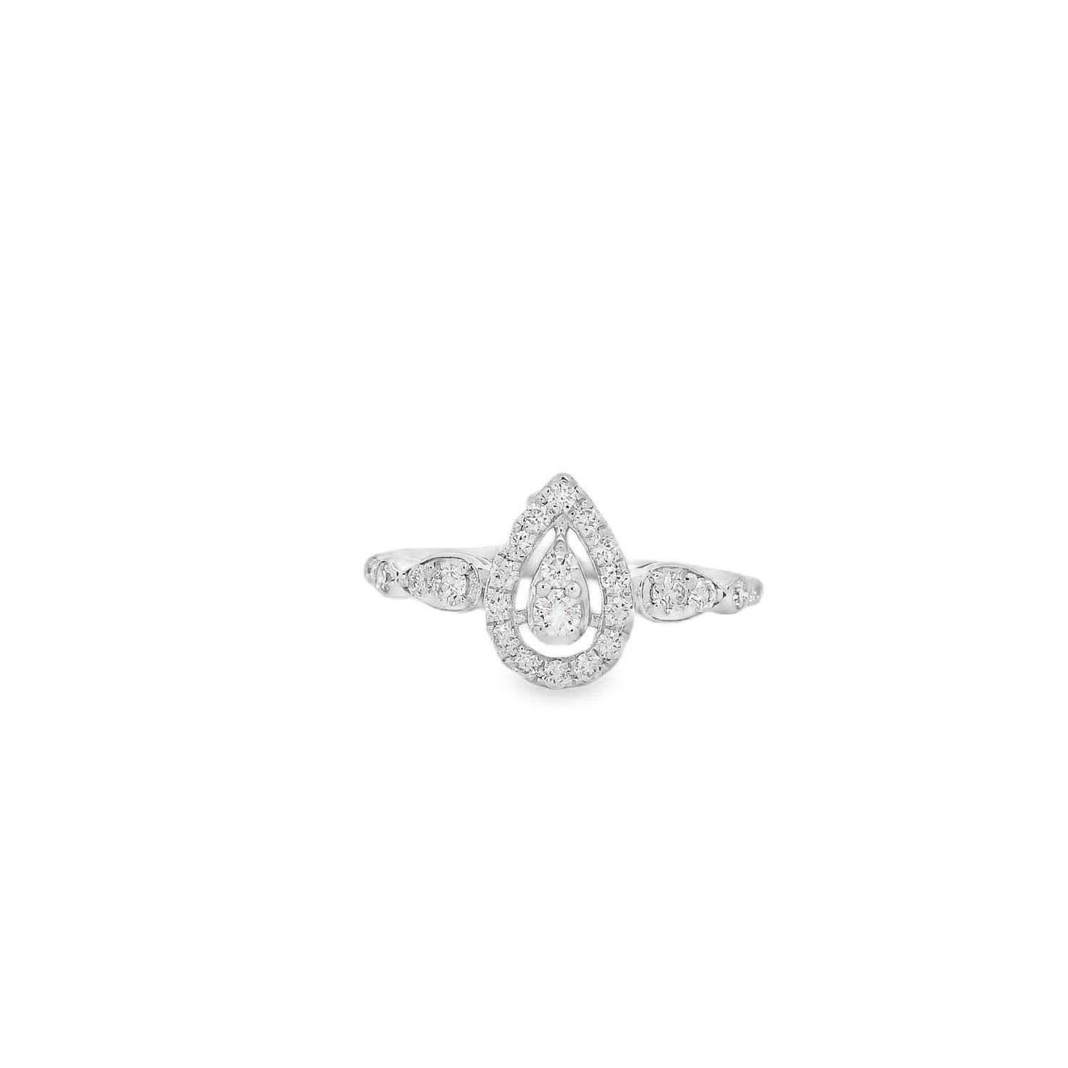 Glamorous Halo Diamond Pear Shape Ring