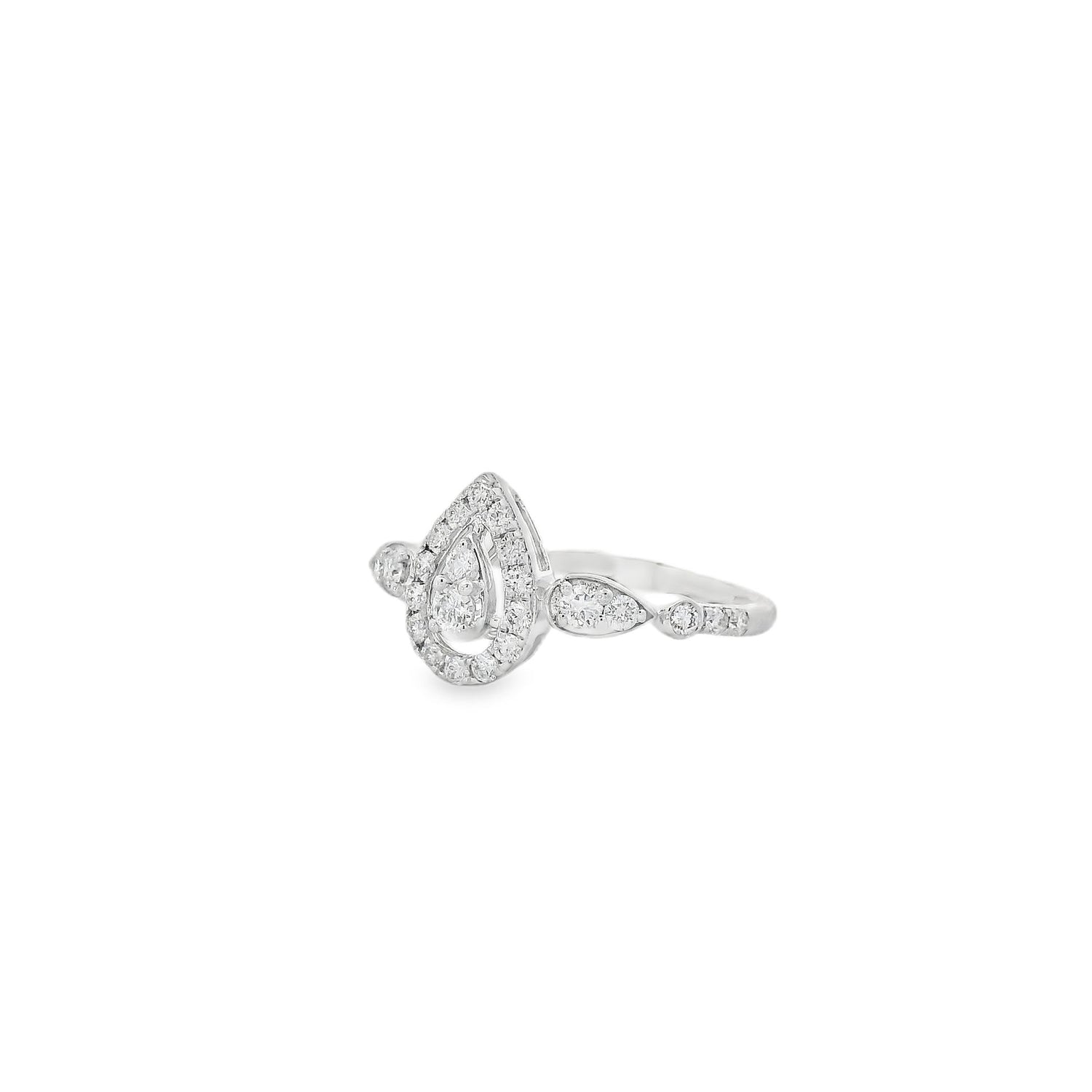 Glamorous Halo Diamond Pear Shape Ring