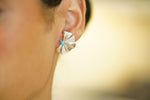 Sculptural Turquoise Diamond Fan Earrings - additional view