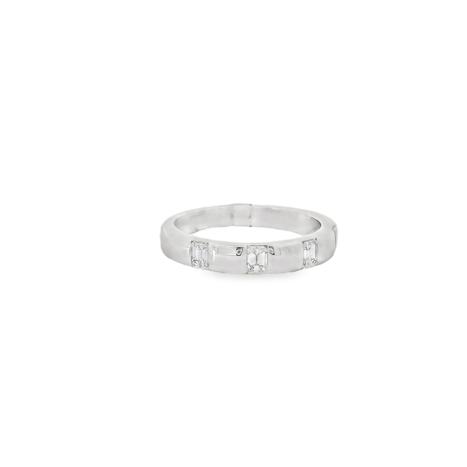 Sleek Baguette Diamonds White Band Ring