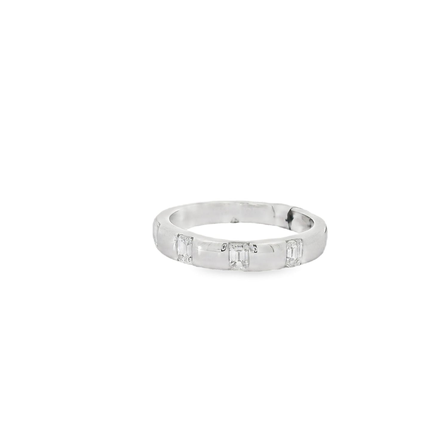 Sleek Baguette Diamonds White Band Ring