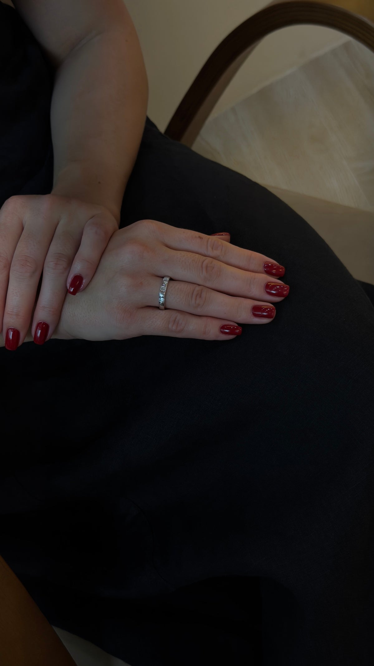 Sleek Baguette Diamonds White Band Ring - additional view