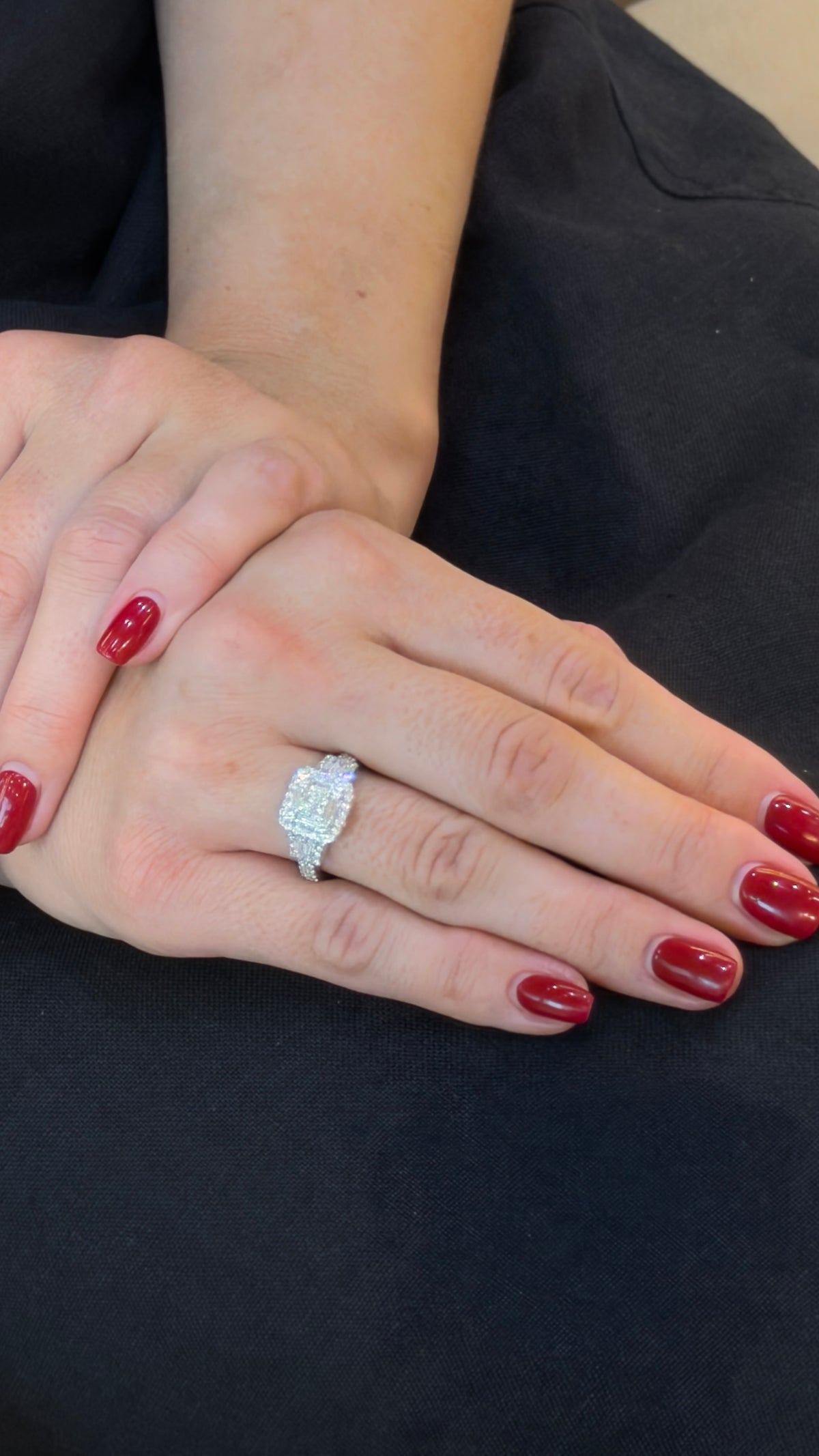 Stunning Three-Stone Baguette Diamonds Ring - additional view